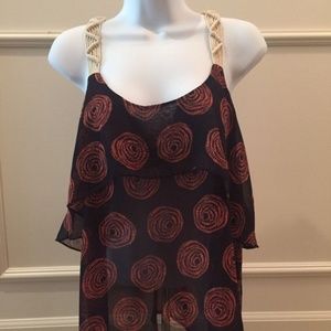 CHARLOTTE RUSSE Sheer Braided Straps Blouse